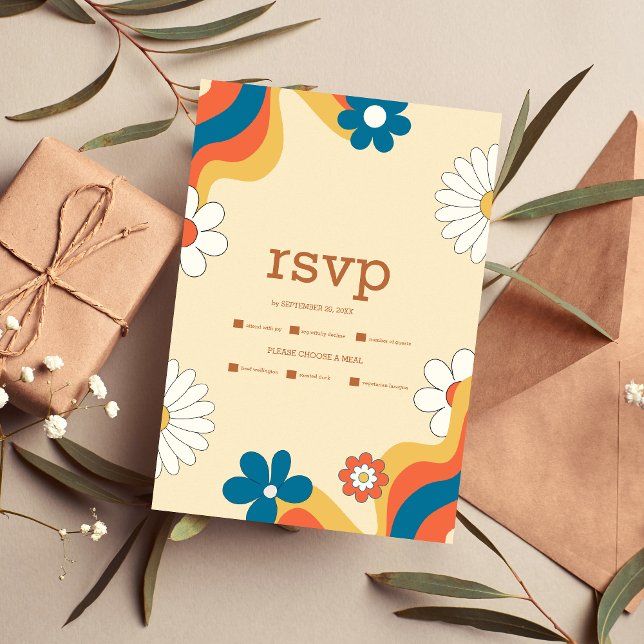 RSVP de Casamento com Tons Suaves e Tema Retro Gro (Criador carregado)