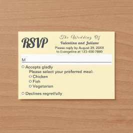 RSVP de Casamento Creme Minimalista com Texto em A