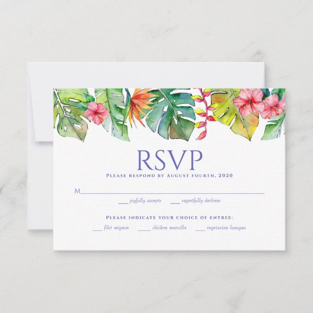 RSVP de Casamento | Cropical Floral Watercolor (Frente)
