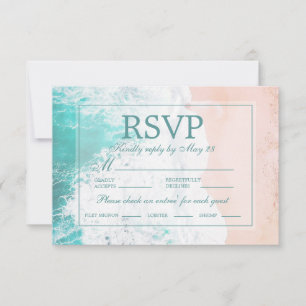 RSVP de Casamento da Areia do Teal Beach Ocean