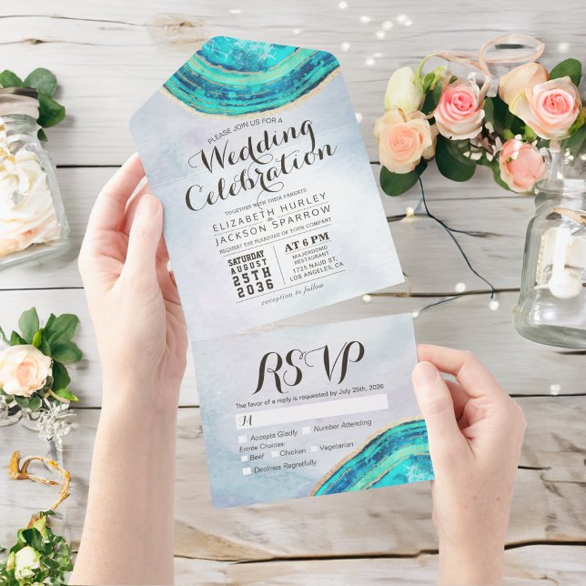 RSVP de Casamento da Fatia Geodésica do Teal & Dou (Criador carregado)