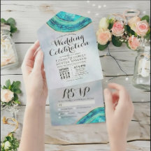 RSVP de Casamento da Fatia Geodésica do Teal & Dou