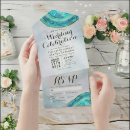 RSVP de Casamento da Fatia Geodésica do Teal & Dou
