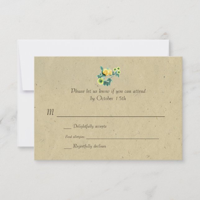RSVP de Casamento da Flor Russa Bilíngue (Frente)