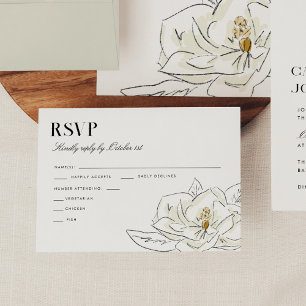 RSVP de Casamento da Ilustração Branca Elegante
