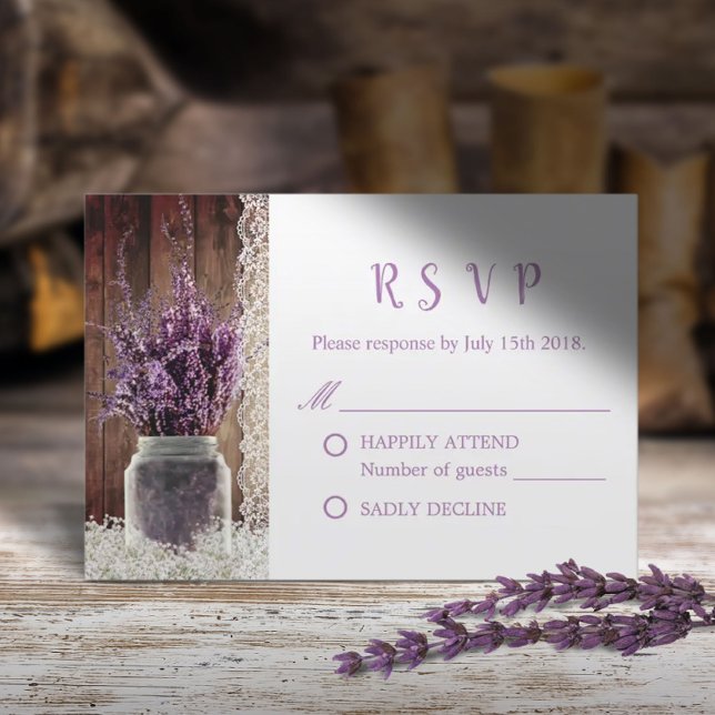 RSVP de Casamento da Lavanda Rustic Floral Mason J (Criador carregado)