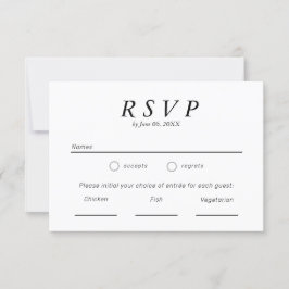 RSVP de Casamento da Tipografia Branca e Preta Sim