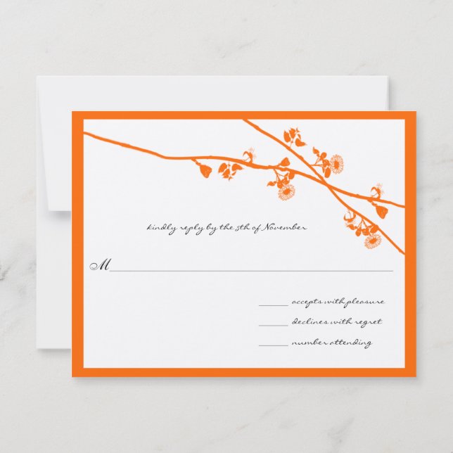 RSVP de Casamento das Ramificações de Flor Selvage (Verso)