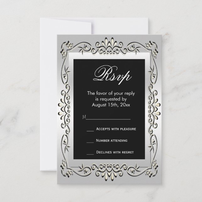 RSVP de Casamento de 60ª na moda Silver (Frente)
