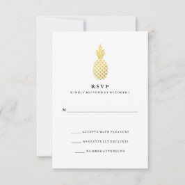 RSVP de Casamento de Abacaxi Dourado Elegante