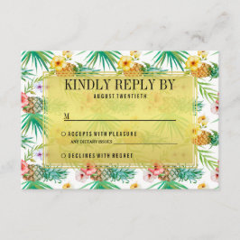 RSVP de Casamento de Abacaxi Tropical e Hibiscus