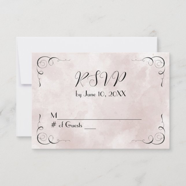 RSVP de Casamento de Abstrato de Aquarela Rosa (Frente)