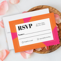 RSVP de Casamento de Abstrato Laranja e Rosa Quent