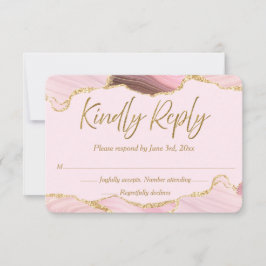 RSVP de Casamento de Agato Rosa e Dourado