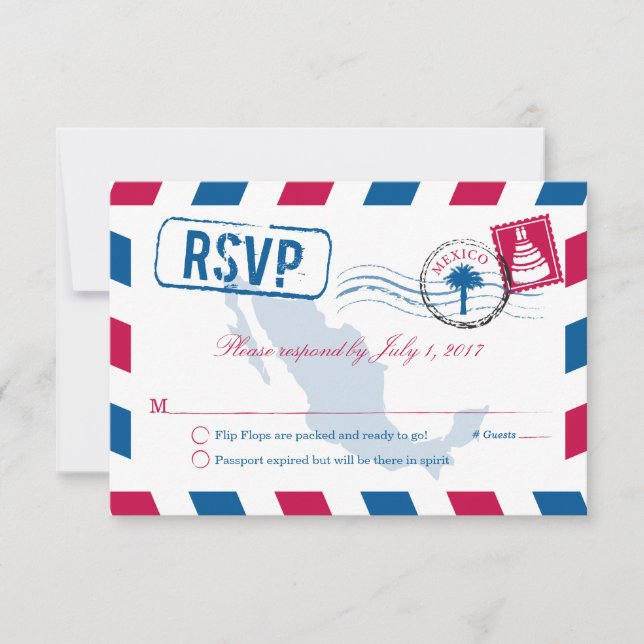 RSVP de Casamento de Airmail no México (Frente)