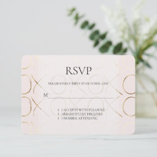 RSVP de Casamento de Amor Dourado XOXO Rosa-Rosa-R