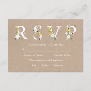 RSVP de Casamento de Amor Floral - fundo alterável