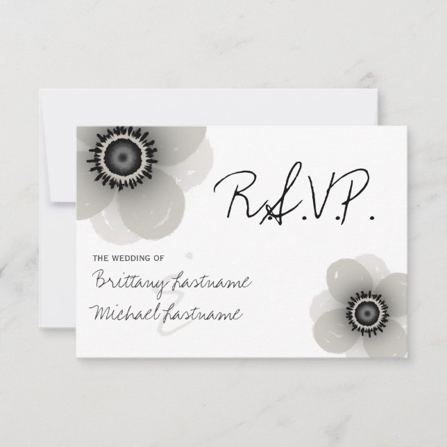 RSVP de Casamento de Anemone Francês (Frente)