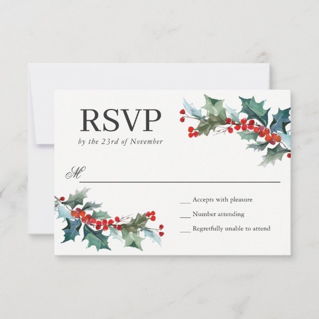RSVP de Casamento de Aquarela de Greenery Greenery (Frente)