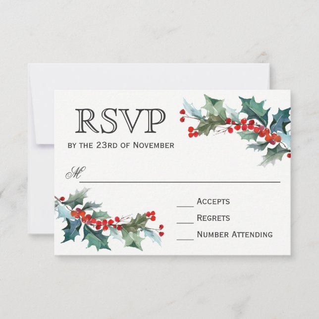 RSVP de Casamento de Aquarela de Greenery Greenery (Frente)