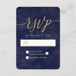 RSVP de Casamento de Aquarela e Folha de Ouro com