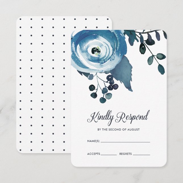 RSVP de Casamento de Aquarela Floral Inspirada na  (Frente/Verso)