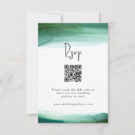 RSVP de Casamento de Aquarela Moderno Emerald