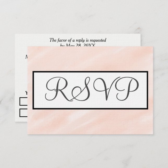 RSVP de Casamento de Aquarela Pastel Blush (Frente/Verso)