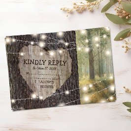 RSVP de Casamento de Árvore de Coração Gravada