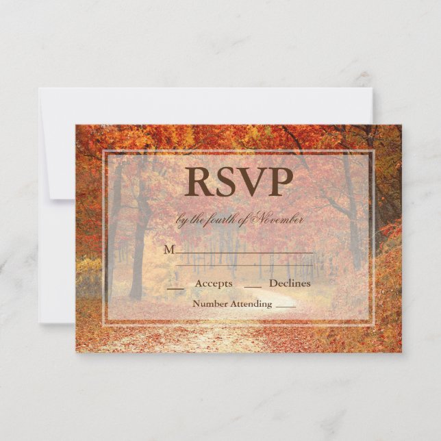 RSVP de Casamento de Árvore de outono Rustic (Frente)