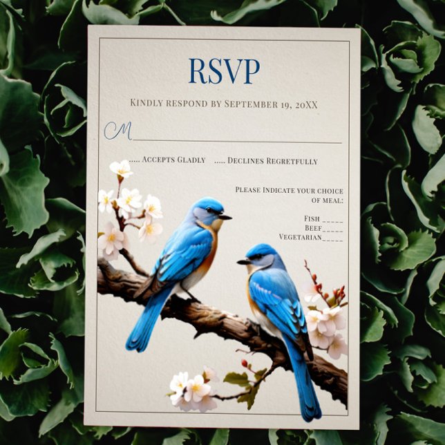 RSVP de Casamento de Aves Bluebird primavera (Spring Bluebirds Wedding RSVP)