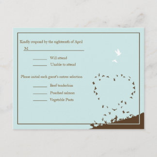 RSVP de casamento de aves de amor azuis
