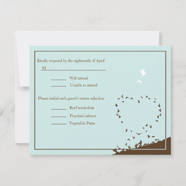 RSVP de casamento de aves de amor azuis (Frente)