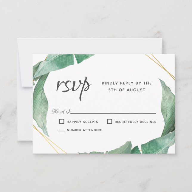 RSVP de Casamento de Banana Tropical Exótica Deixa (Frente)
