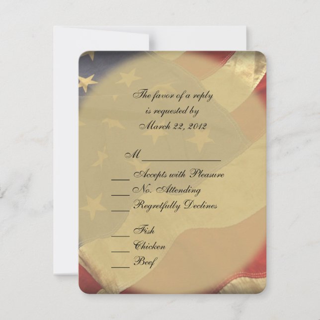 RSVP de Casamento de Bandeira Americana com Opções (Frente)