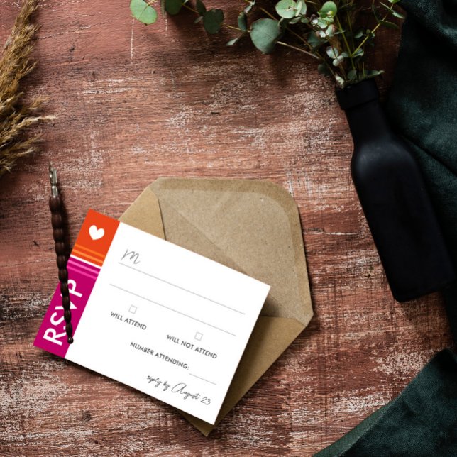 RSVP de Casamento de Bandeiras Lésbicas Românticas (Criador carregado)