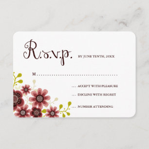 RSVP de Casamento de Banner Floral Romântica de Bu