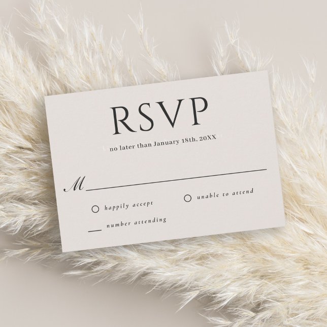 RSVP de Casamento de Beige Neutro Mínimo Elegante  (Criador carregado)