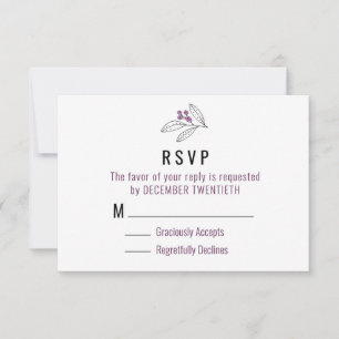 RSVP de Casamento de Berries Roxos Minimalista
