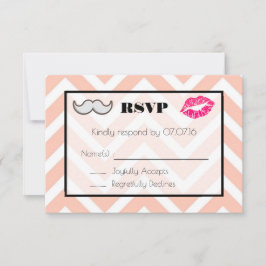 RSVP de Casamento de bigode e Lábios em Peach Chev