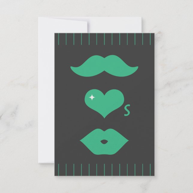 RSVP de Casamento de bigode Verde (Frente)