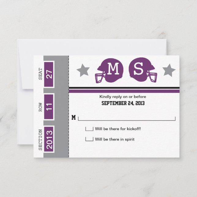 RSVP de Casamento de Bilhetes de Futebol (Frente)