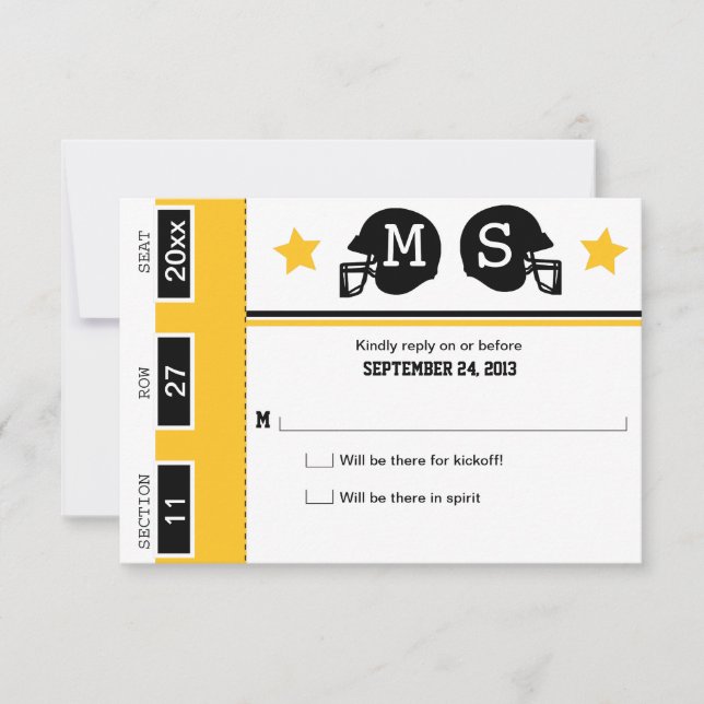 RSVP de Casamento de Bilhetes de Futebol (Frente)