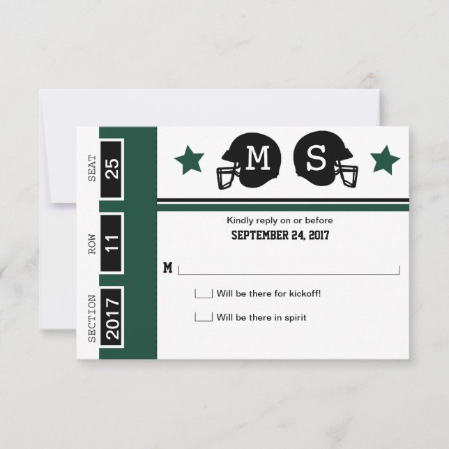 RSVP de Casamento de Bilhetes de Futebol (Frente)