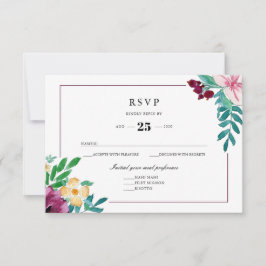 RSVP de Casamento de Blooms Modern Watercolor