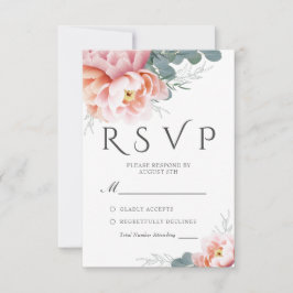 RSVP de Casamento de Blush Azul Elegante