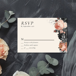 RSVP de Casamento de Blush Negro de Vintage Gótica