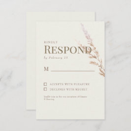 RSVP de Casamento de Boho de Texto Dourado Cream