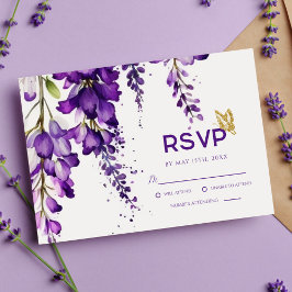 RSVP de Casamento de Boho Moderno Floral de Lavand