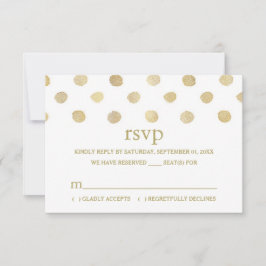 RSVP de Casamento de Bolinhas Branco e Dourado Mod